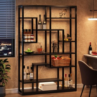 Country style bookcase with open storage shelves