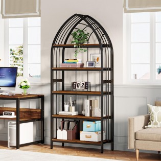 Industrial Curved Freestanding Metal Frame Display Rack