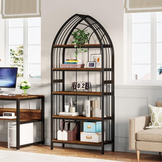 Industrial Curved Freestanding Metal Frame Display Rack