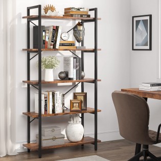 Industrial style multi-layer metal frame bookcase
