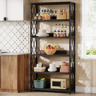 Industrial style multi-layer tall bookshelf