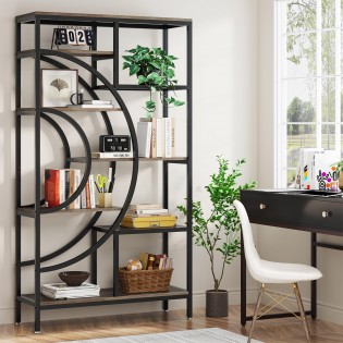 Industrial style open geometric bookcase