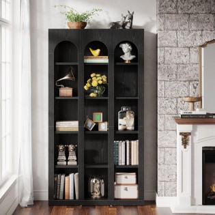 Mid-Century Modern Five-Tier Farmhouse Arched Bookshelf