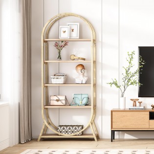 Modern brown freestanding display storage bookshelf