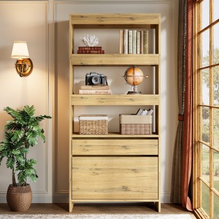 Modern high bookshelf with storage function filing cabinet,