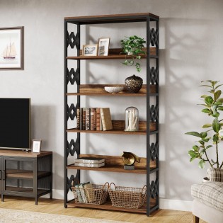 Open Shelves Retro Industrial Bookcase