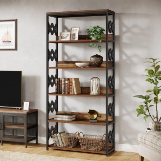 Open Shelves Retro Industrial Bookcase