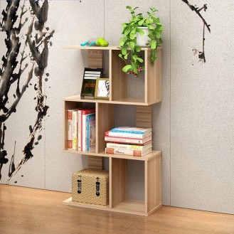 Open storage rack four-layer solid wood bookshelf