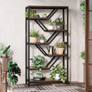 Tall Industrial Open Wood Display Rack
