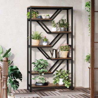 Tall Industrial Open Wood Display Rack
