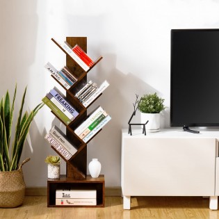 Tall wooden book storage rack